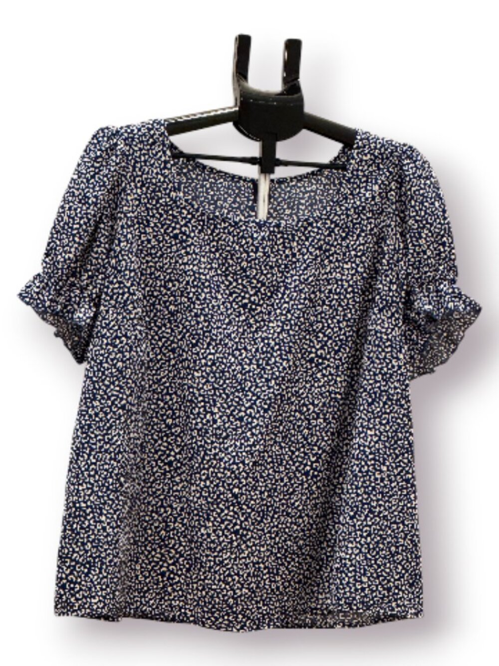 SHEIN Curve Navy Blue Leopard Print Puff Sleeve Blouse Top NWOT 2XL